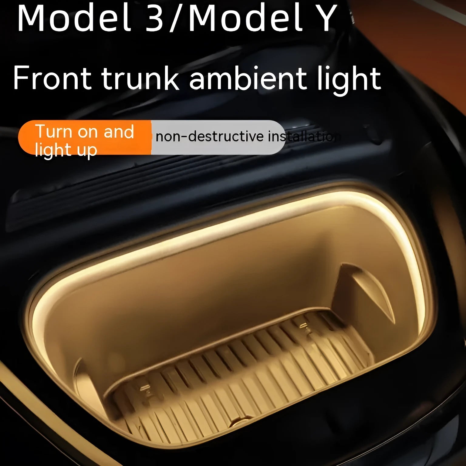 Tesla Model 3 and Y front console ambience light modification kit with soft silicone light bar