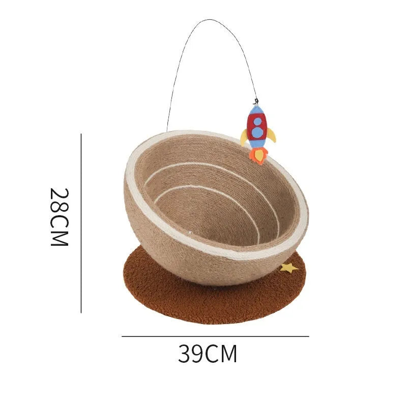 Large integrated cat scratching basin and nest with sisal surface and flannel sleeping area in starlight colour