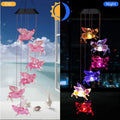 Outdoor solar wind chime garden lamp with LED lights and decorative hummingbird design