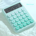 Desktop calculator with gradient colour options including violet, pink, blue and mint green