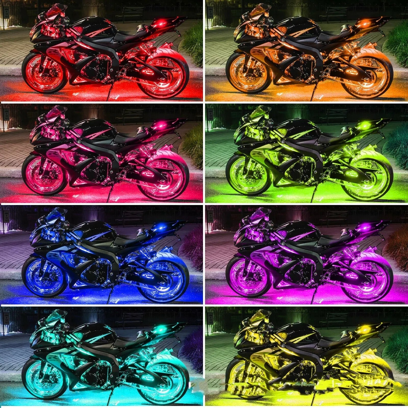 RGB LED vehicle atmosphere light kit with wireless remote control for car and motorcycle customisation