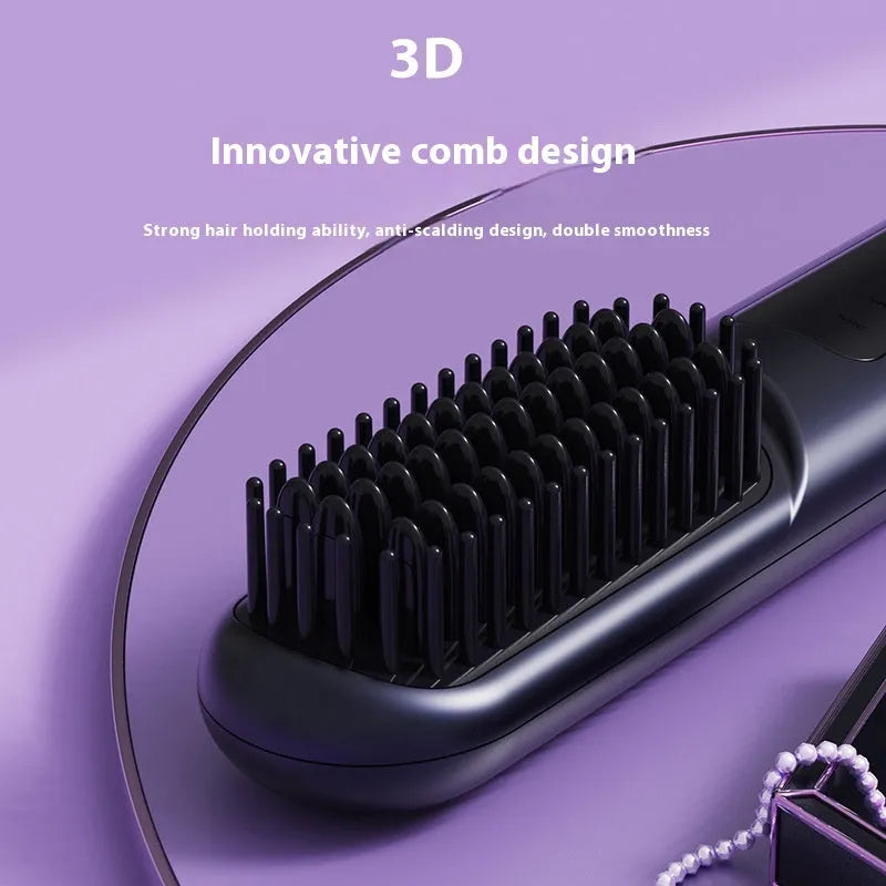 Portable negative ion hair comb in white, dark blue, and grey colour options.