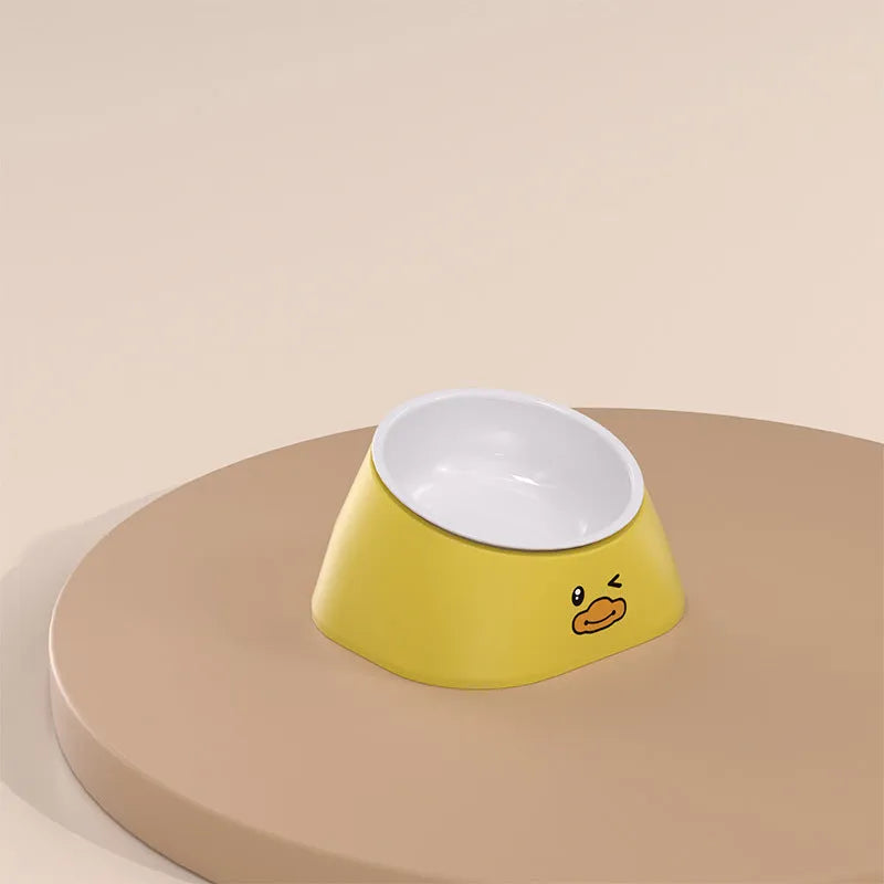 15 degree tilted stainless steel pet bowl with polypropylene base for cervical spine protection