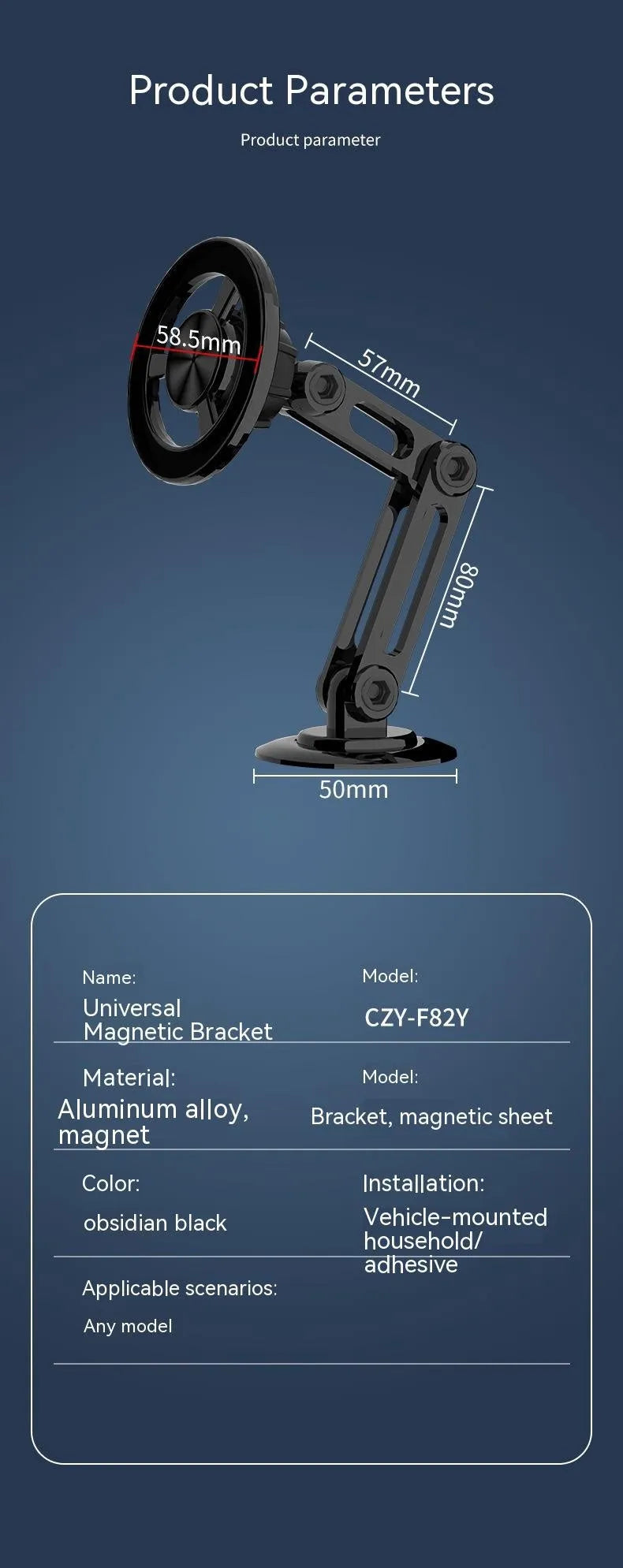 All-metal magnetic car phone holder in multiple colour options with magnetic rings and spare adhesives