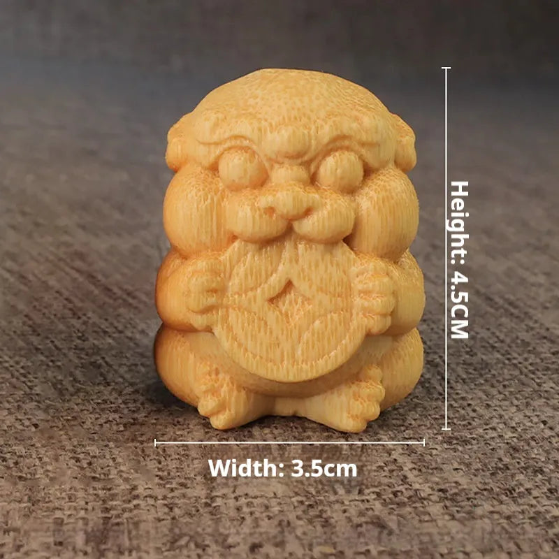 Solid natural bamboo carving ornament with Take Money design measuring 4.5cm tall