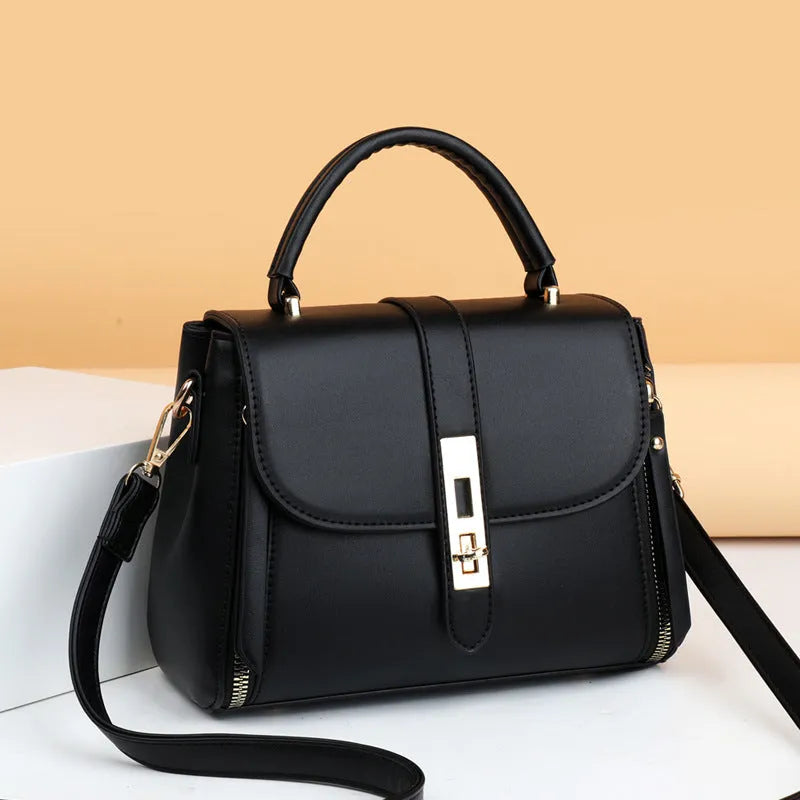 Women's soft PU leather square messenger bag with adjustable strap in four colour options