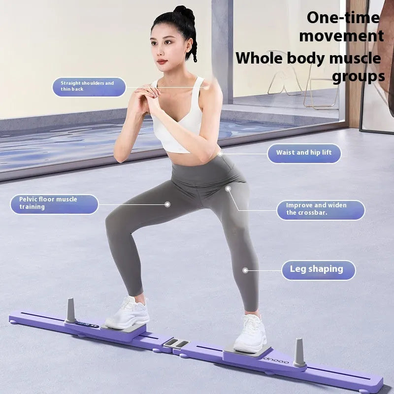Split multifunctional skiing machine trainer with 85cm supine board for home fitness workouts