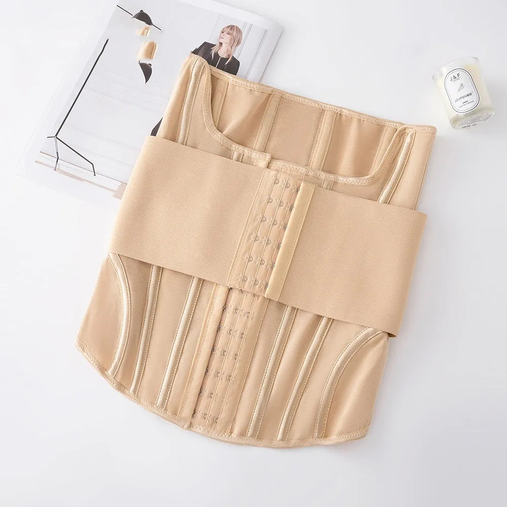 Nylon waist training belt in black and apricot colours for tummy slimming and fitness support