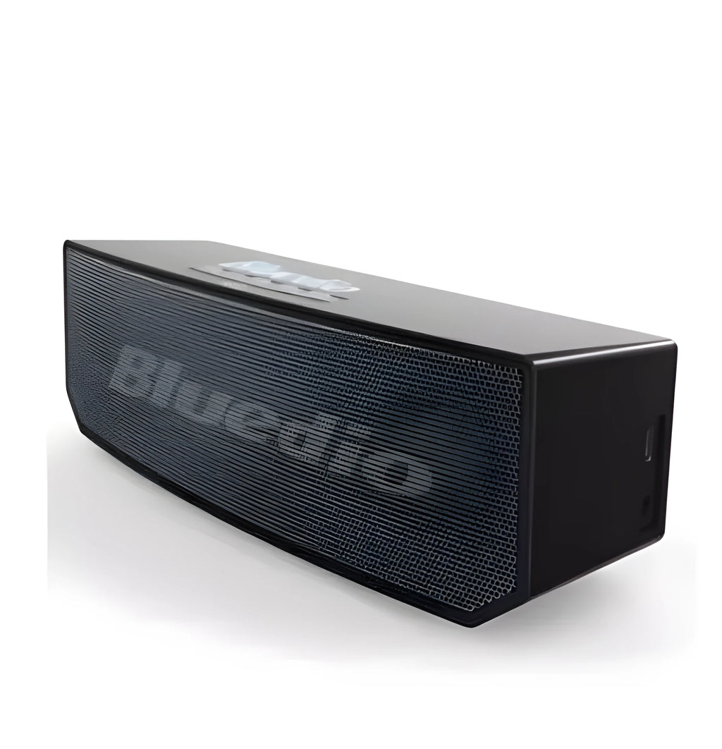 Black BS-6 cloud smart speaker with 52mm driver and micro-USB port.
