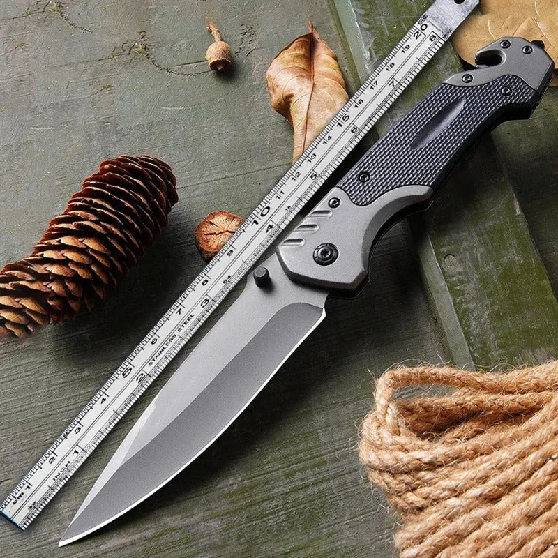 Folding knife with alloy construction showing blade and handle, available in two specification models