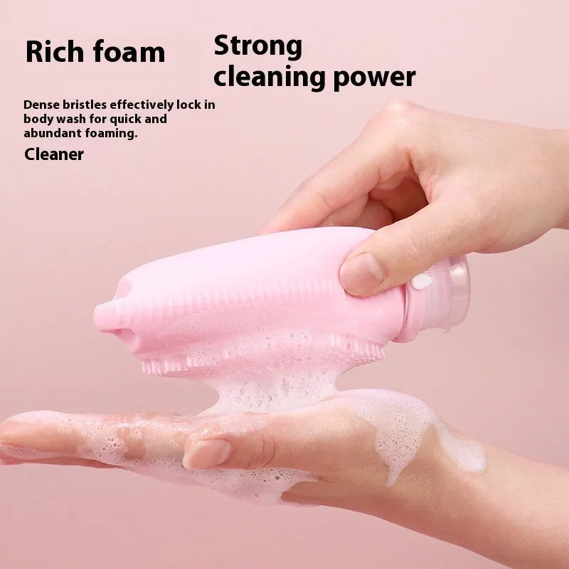 Silicone bath brush storage bottle with 100ml capacity in eight colour options