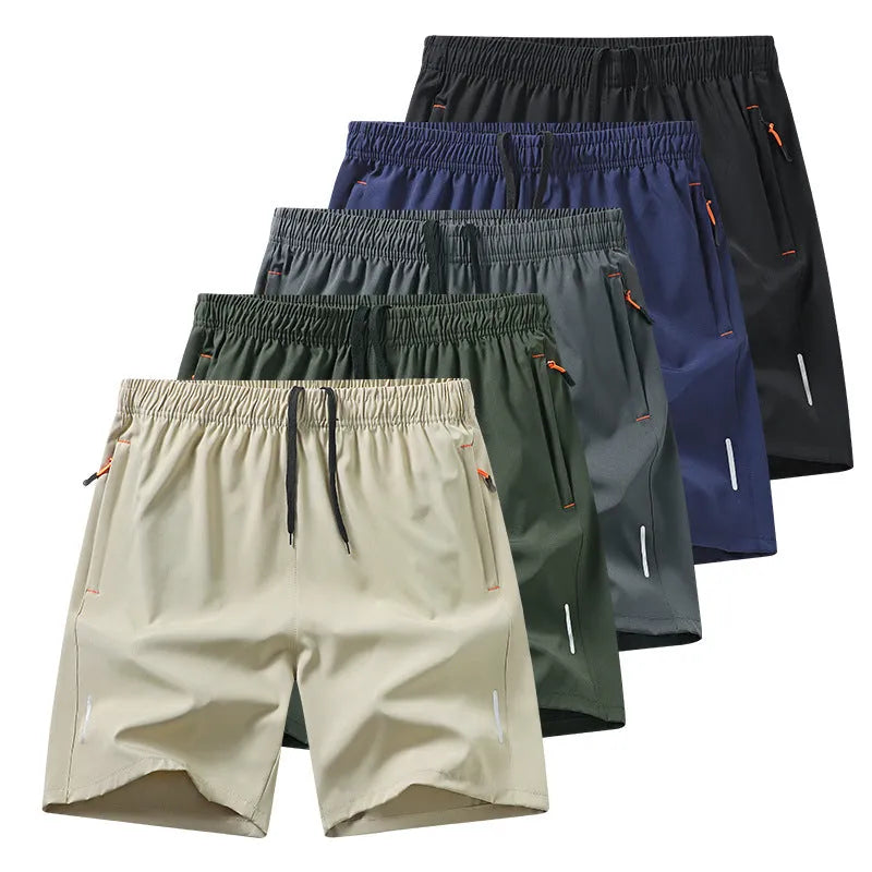 European size men's polyester athletic shorts in black straight-leg design summer fitness