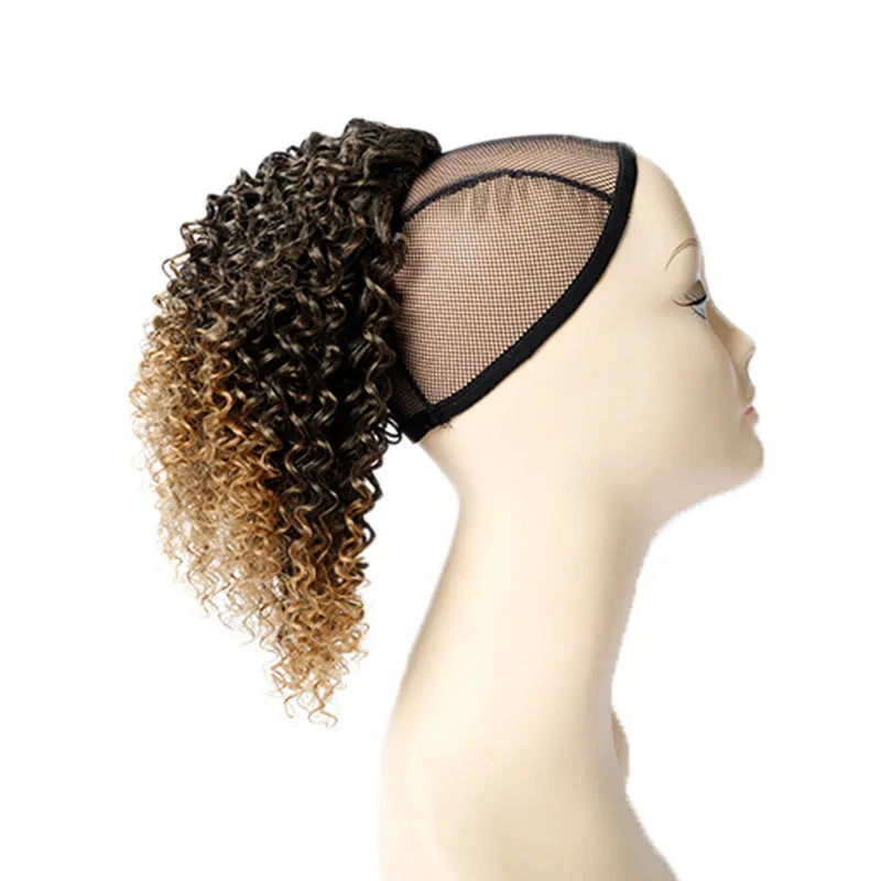 Chemical fibre fluffy ponytail wig 14inch high temperature wire mechanism construction black colour