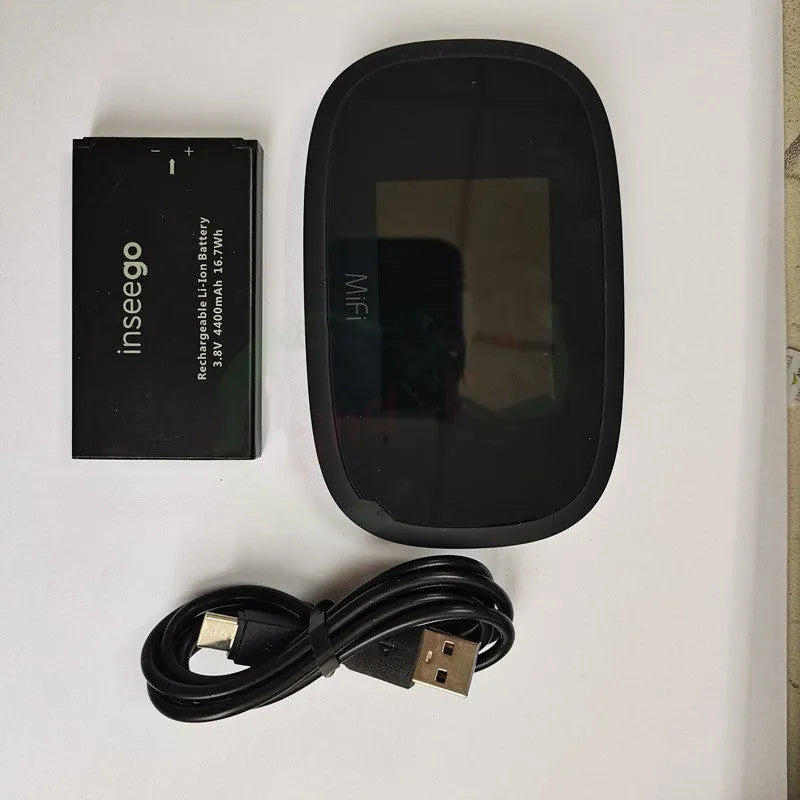 Black portable 4G wireless router with compact design for mobile internet access