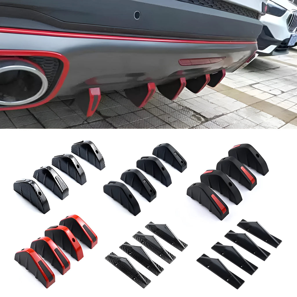 Black triangular rear spoiler chassis with carbon fibre pattern measuring 15cm for universal vehicle installation