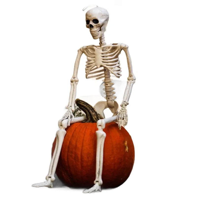 90cm movable joint plastic skeleton model for Halloween outdoor decoration with new skull design