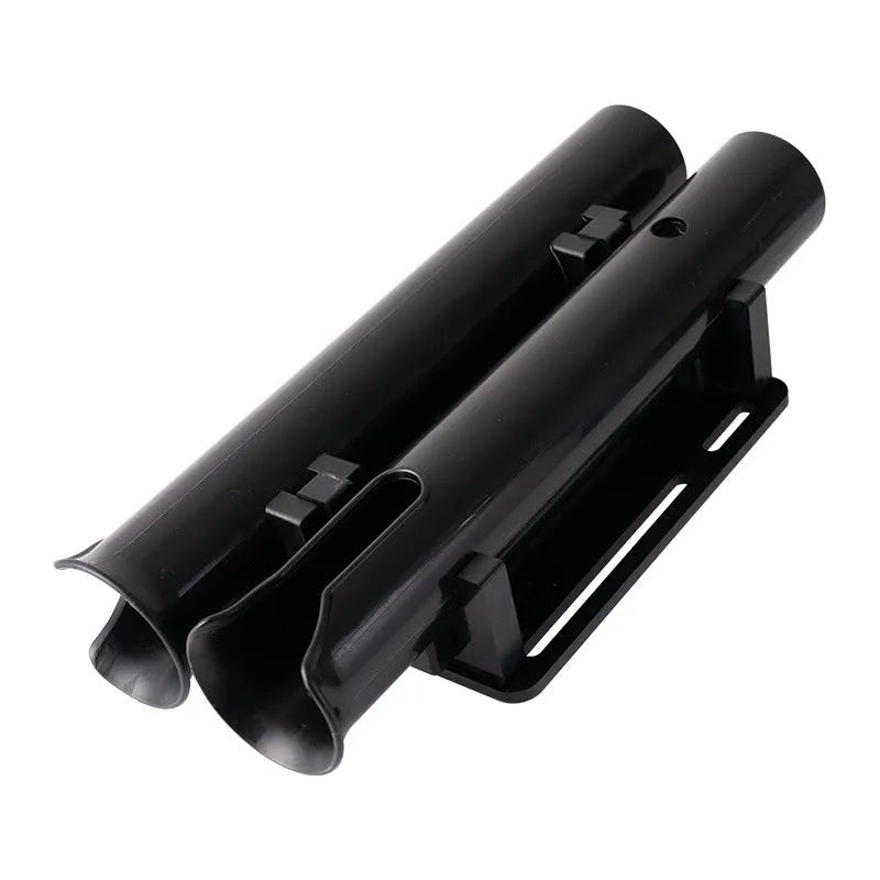 Carbon double-layer plastic fishing rod rack mounted on motorcycle handlebars for rod transport