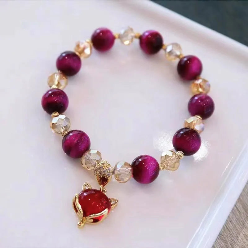 Handmade tigereye crystal bracelet with natural vanves stone beads in single and double chain designs