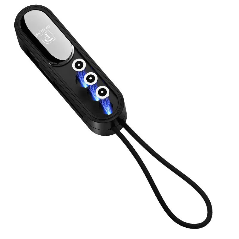Magnetic three-in-one USB charging cable in black, white, or red colours with 0.4m length