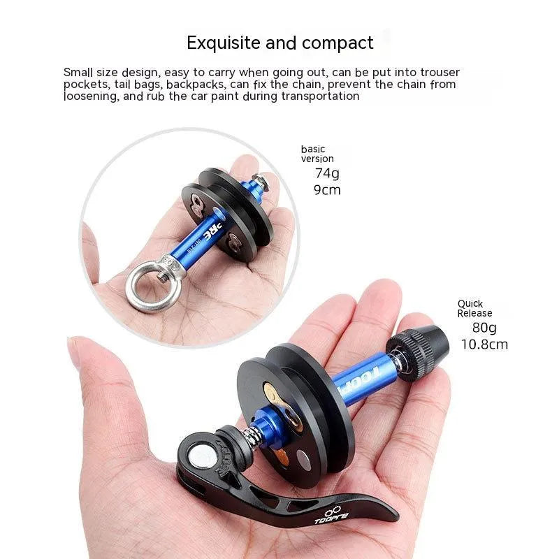 Aluminium alloy bicycle chain holder tool for washing and tensioning maintenance
