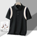 Men's thin cotton business lapel T-shirt with stripe pattern in Korean loose fit