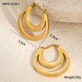 Geometric French earrings with gold plating and round ring elements on stainless steel