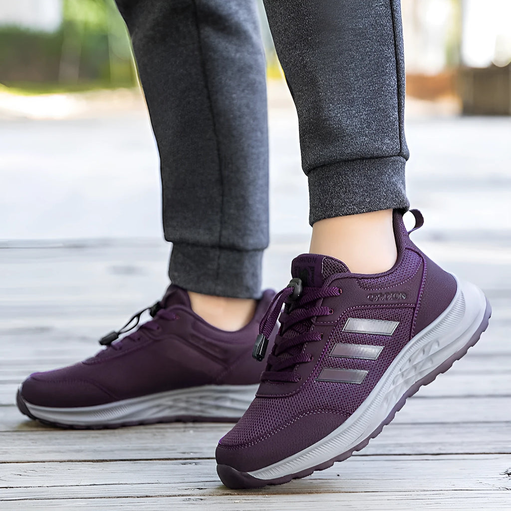Men's and women's casual slip-on shoes in mesh fabric with elastic band, shown in various colours