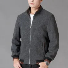 Men's grey sports-style fleece jacket with long sleeves and a stick pocket on the chest.