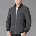 Men's grey sports-style fleece jacket with long sleeves and a stick pocket on the chest.
