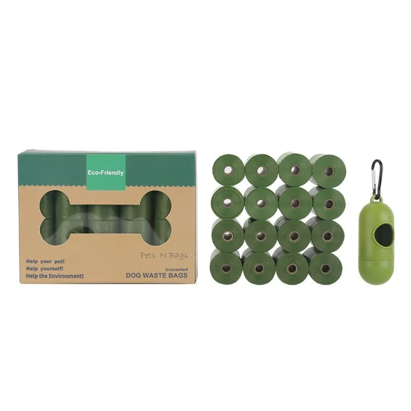 EPI degradable pet waste bags in green colour with dispensing unit