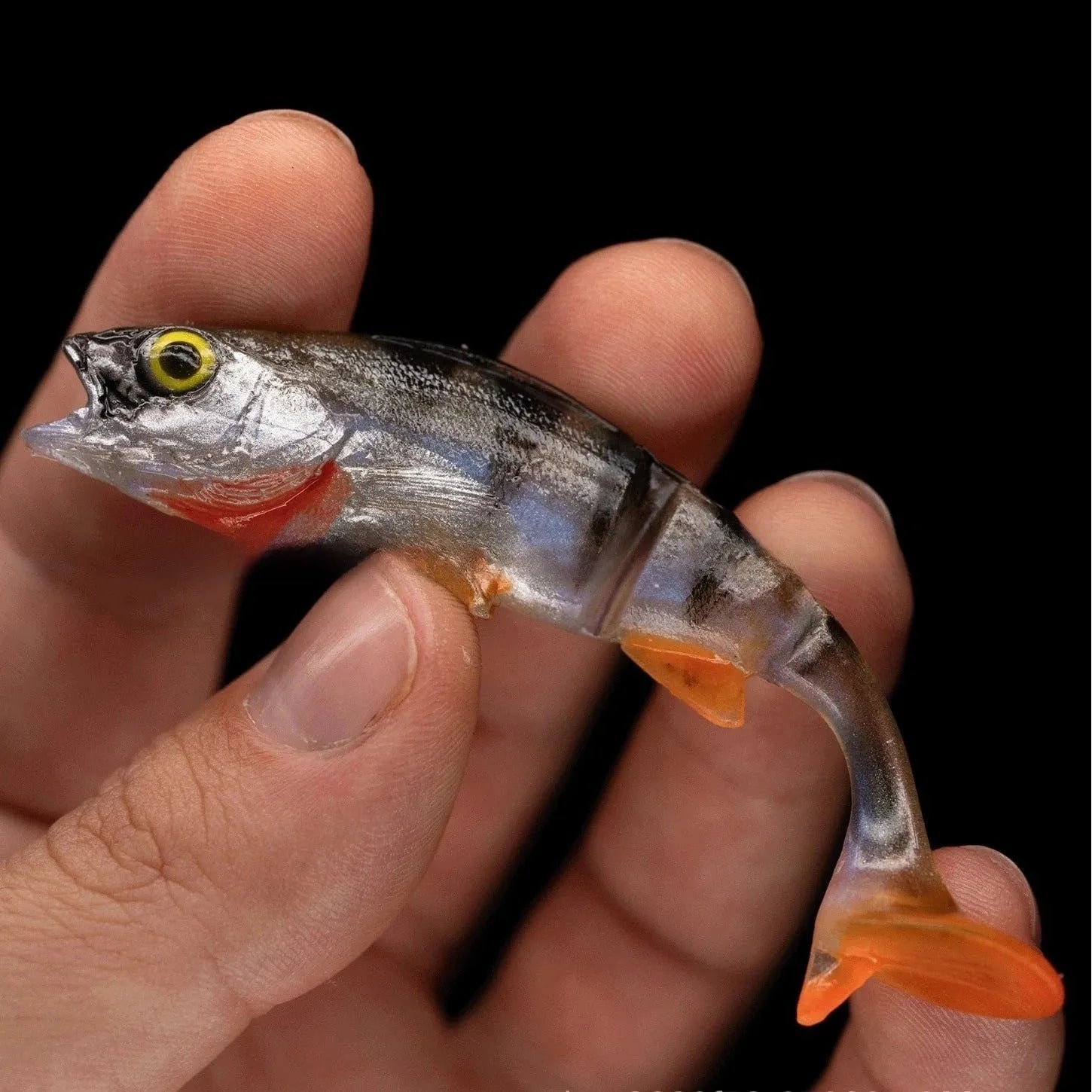 Fish T Tail Catfish Scissors soft plastic fishing lure in a fish colour pattern.