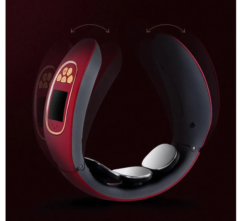 Multi-function intelligent neck cervical massager with U-shaped white body and remote control