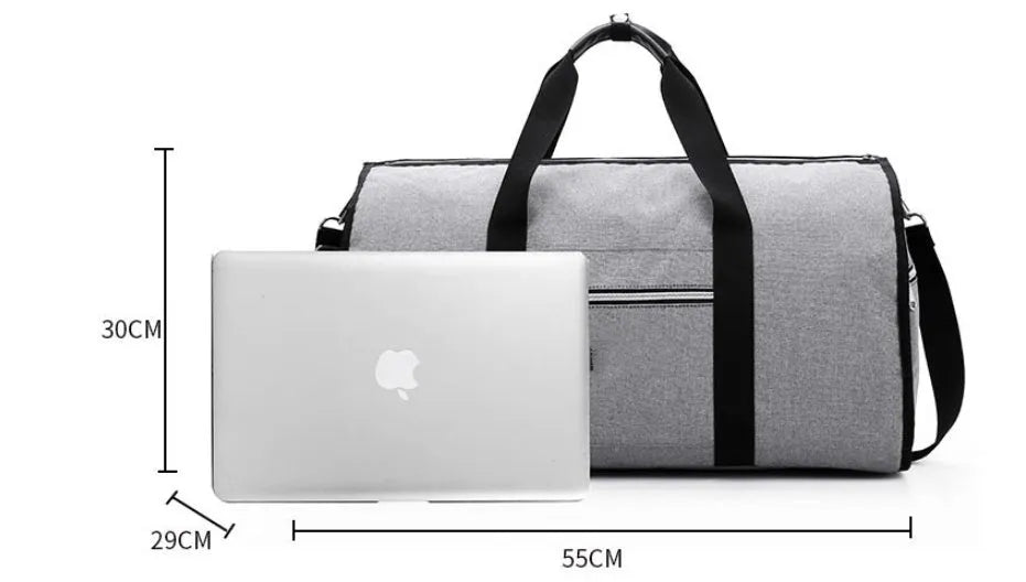 Black cylinder-shaped travel bag with a zipper opening, made from Oxford cloth, showing its medium size.