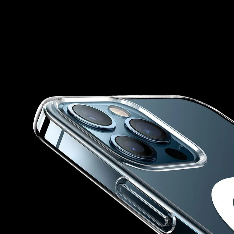 Transparent magnetic phone case for iPhone with MagSafe-compatible back cover