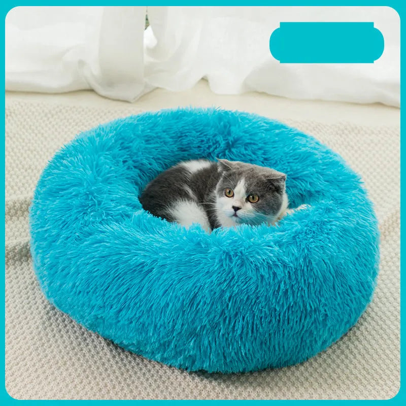 Plush warm dog bed in winter, soft cloth pet nest, size 60cm, dark gray colour