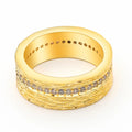 Women's copper zircon ring with gold electroplating geometric design