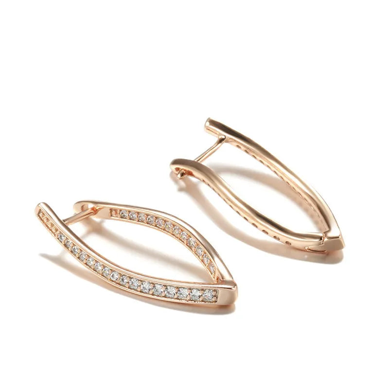A pair of geometric drop earrings for women made from copper with zircon accents in H0493 colour.