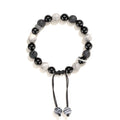 Black agate map stone volcanic rock bracelet with diamond shape elements, 10mm and 8mm sizes