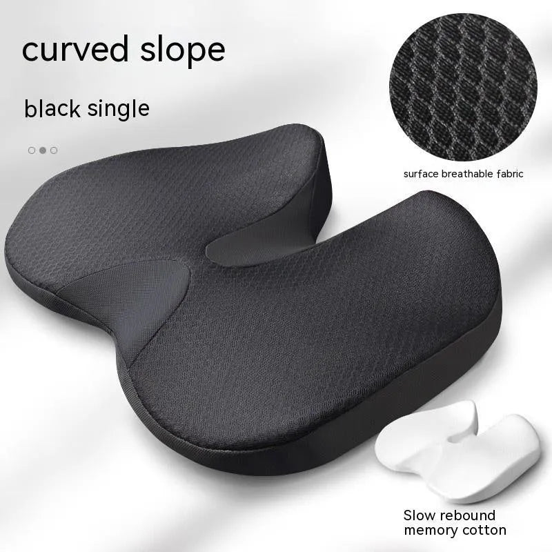 Curved bevel seat cushion in solid colour with memory foam core for tailbone and anal support