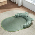 Green four seasons universal dog mat and cat bed, shown in large size as a cooling ice pad for summer.