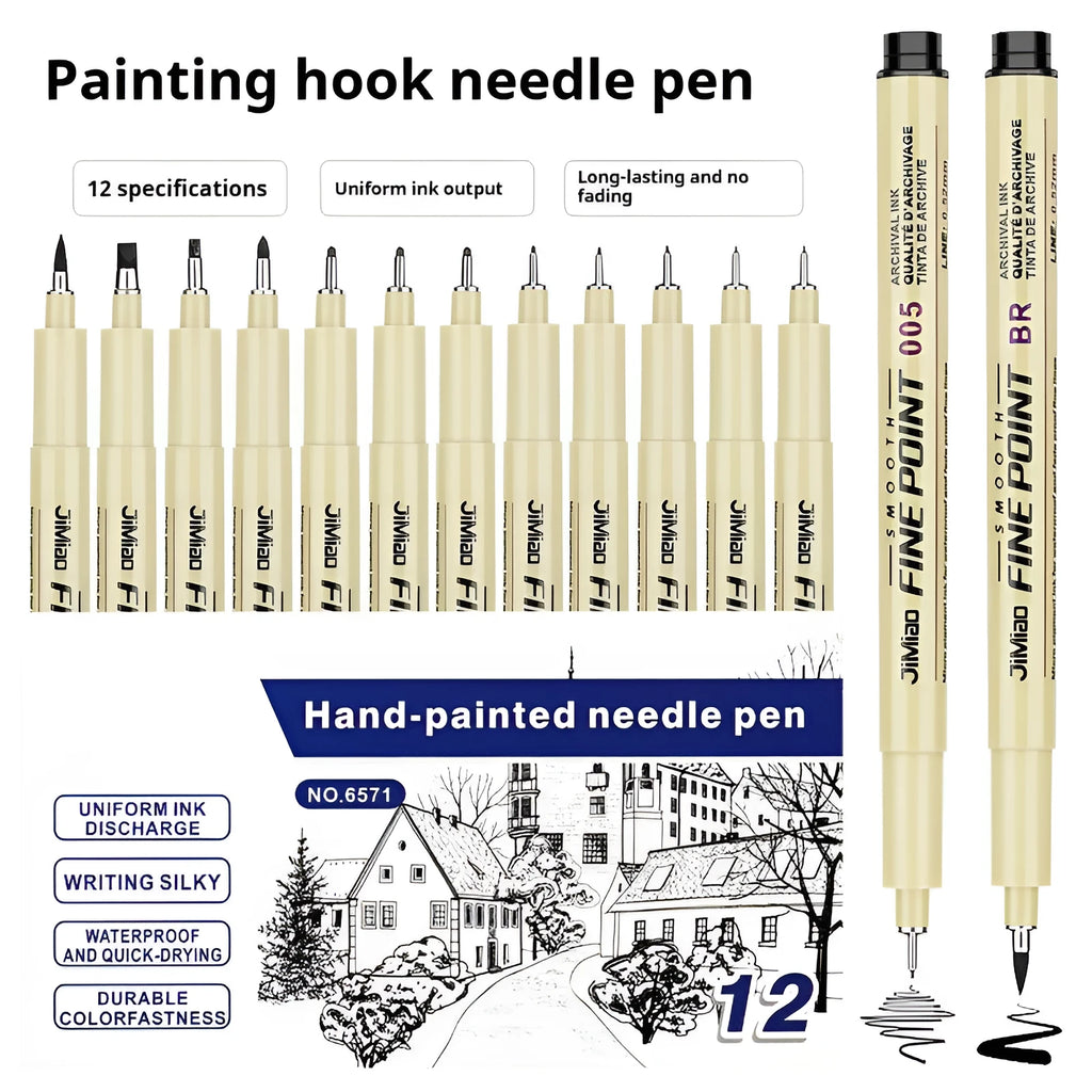 Needle drawing pen with syringe cartoon design, 133mm plastic body for art and writing
