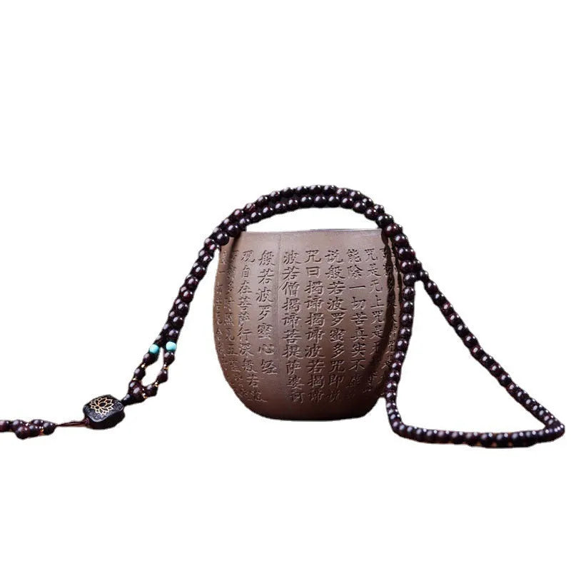 Zambian rosewood Buddha beads bracelet with flat lotus pendant, 108 beads, 0.6 cm size.