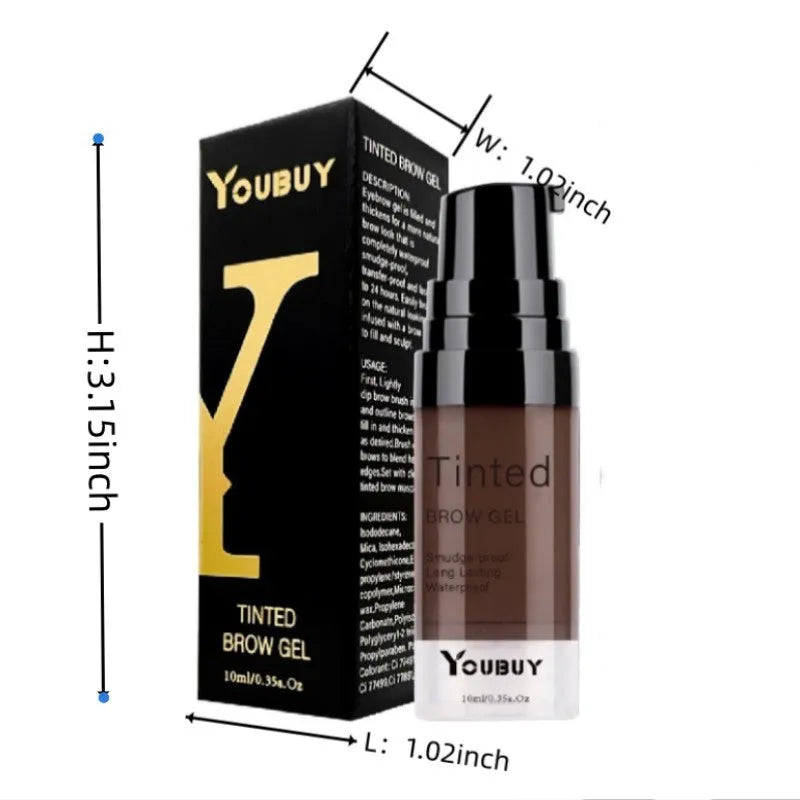 Waterproof quick-drying eyebrow cream in dark grey and golden yellow shades for natural brow colour
