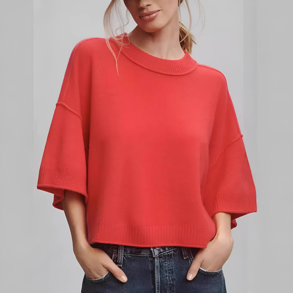 Red viscose fibre Hot Girl style t-shirt with exposed navel design on a mannequin