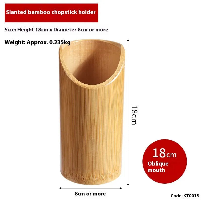 Bamboo chopsticks holder portable utensil organiser in natural bamboo with multiple size options