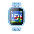 Blue and pink children's phone watch with 1.44 inch IPS screen showing dual language options