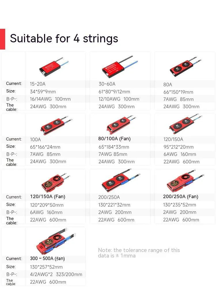 Dali lithium iron phosphate battery protection board for 12V 4S systems