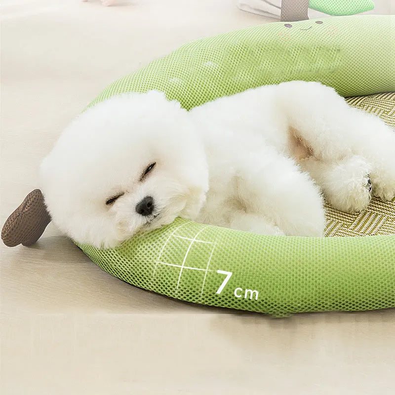 Green fruit-shaped backrest pet bed mat sized large for dogs and cats