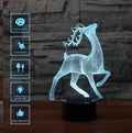 Deer 3D 7-colour touch control LED night illusion light with acrylic plate on ABS base, USB cable, fawn style
