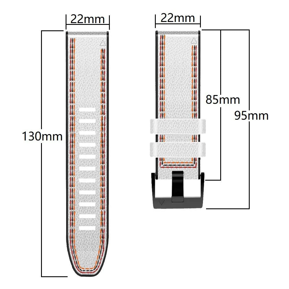 Quick release silicone leather watchband for Garmin Fenix smartwatches in multiple colours